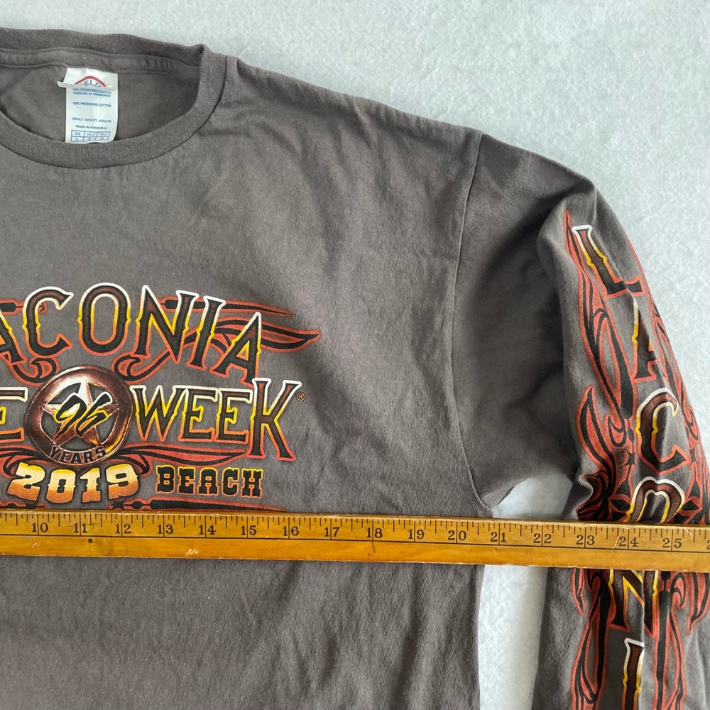 Delta Long Sleeve Shirt Mens Large Gray Laconia Bike Week 2019 Graphic Biker Tee - Picture 5 of 6